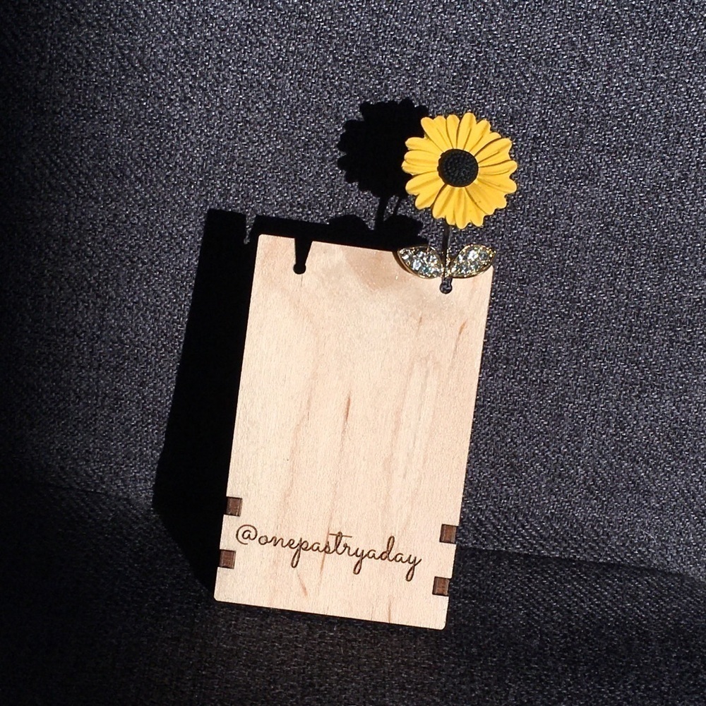 Sunflower Enamel + Rhinestone Fashion Brooch Pin, Yellow, Gold, White - Picture 10 of 17
